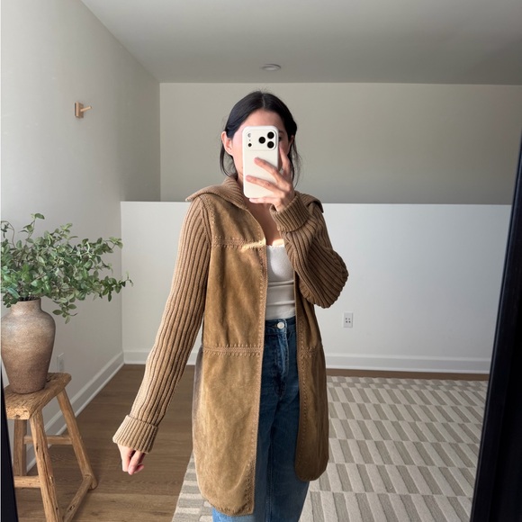 Y2K Banana Republic Suede + Ribbed Knit Jacket - Picture 7 of 9